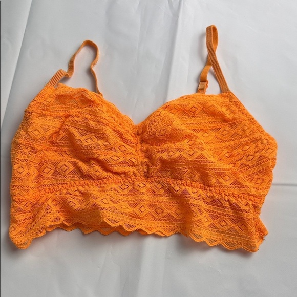 PINK Victoria's Secret Tops - PINK Victoria's Secret Bright Orange Lace Camisole